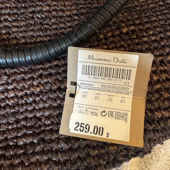 Massimo Dutti Black Raffia Tote